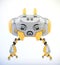 Aerial orange robot with funny ears backwards, 3d rendering