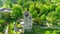 Aerial orbit view of iconic Blarney Castle and Gardens area, Co. Cork, Ireland