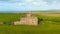 Aerial orbit view of Mullaghmore Head and Classiebawn Castle. Co Sligo, Ireland