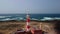 Aerial orbital clip of the lighthouse Faro del Toston Fuerteventura