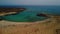 Aerial orbital clip of the secluded bay on the island of Lobos Fuerteventura