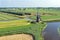 Aerial from Oudendijkste Windmill in a dutch landscape in the Netherlands
