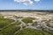 Aerial Over Coastal Salt Flats