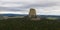 Aerial over Devils Tower and the wilderness in Wyoming