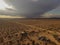 Aerial over trailer homes in Mojave