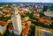 Aerial Over UT Tower University of Austin Cityscape