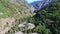 Aerial over windy road in Colorado's iconic Million Dollar Highway