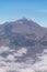 Aerial overcloud view on Tenerife island from airplane