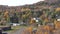 Aerial overhead birds eye view of Silver Bay Minnesota town in the fall. A residential neighborhood is shown