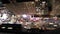 Aerial overhead blurred view of Manhattan night traffic and firefighters truck, New York City, USA