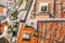 Aerial overhead drone shot of Pile gate of Dubrovnik old town Stradun street in Croatia summer noon