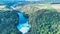 Aerial overhead view of beautiful Huka Falls, New Zealand