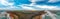 Aerial overhead view of Twelve Apostles limestone stacks on a cl