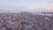 AERIAL: Overlooking Manhattan in Beautiful Purple Sunset Light