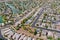 Aerial overlooking small desert small town a Avondale city of rugged mountains near of Phoenix Arizona