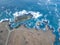 Aerial of Pacific Ocean and Beautiful Mendocino Coast