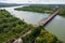 Aerial of the Padilla Bridge, a truss bridge, connecting the town of Bugallon with Balococ, a barangay in the city of Lingayen