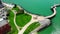 Aerial pan of Burlington Pier in Ontario, Canada on a fine morning 4K