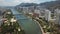 Aerial panarama view on Shatin, Tai Wai, Shing Mun River. Before typhoon Mangkhut come to Hong Kong