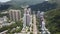 Aerial panarama view on Shatin, Tai Wan, Shing Mun River in Hong Kong