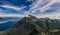 Aerial panaromic drone shot view of Lake Garda from Monte Baldo