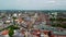 Aerial panning clip of Preston City Centre and main Fishergate street Lancashire England