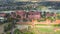 Aerial panning view on Castle fortifications of the Teutonic Order in Malbork from East.