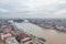 Aerial pano drone view of Hungarian Parliament and Margaret island in Danube at winter dawn