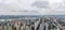 Aerial pano pano drone shot of populated residence buildings alng Yangtze river in Chongqing, southwest China metropolis