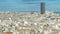 Aerial panorama above houses rooftops in a Paris timelapse