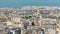 Aerial panorama above houses rooftops in a Paris timelapse