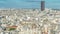 Aerial panorama above houses rooftops in a Paris timelapse