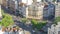 Aerial panorama above houses rooftops in a Paris timelapse