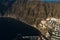 Aerial panorama of Acantilados de Los Gigantes Cliffs of the Giants at sunset, Tenerife, Canary islands, Spain