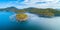 Aerial panorama of Advancetown Lake.