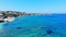 Aerial panorama on beach, blue mediterranean sea and lagoon, Crete, Greece