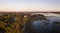 Aerial panorama of Beaufort, South Carolina at sunset.