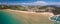 Aerial panorama of beautiful Rajska beach on the Rab island in Croatia.