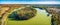 Aerial panorama of a bend of the Murray River.