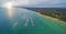 Aerial panorama of Blairgowrie Marina on Mornington Peninsula. M