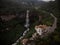 Aerial panorama of Bogota river waterfall Salto del Tequendama with Museum Hotel in Cundinamarca Colombia South America