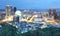 Aerial panorama of busy Taipei City in twilight