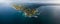 Aerial panorama of the cape of the town of Weligama