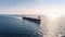 aerial panorama of the cargo ship carrying containers. Generative Ai