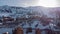 Aerial panorama of Chalets in the Meribel village, on the top of the valley in the french Alps. Visible houses and condominiums