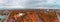 Aerial panorama city park, tennis courts in autumn