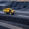 aerial panorama of a coal Big yellow mining truck for a coal quarry in an open pit Anthracite mining is open coal Pit on