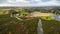 Aerial panorama of coastal mangroves and sports oval in Tooradin, Victoria, Australia.