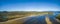 Aerial panorama of Coles Bay and The Hazards, Tasmania.