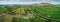 Aerial panorama of Corcomroe Abbey ruins and its cemetery